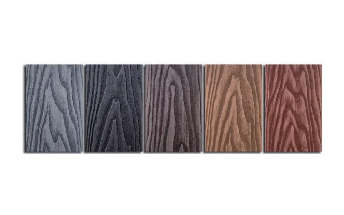 Custom WPC profile sections and wood-grain colours